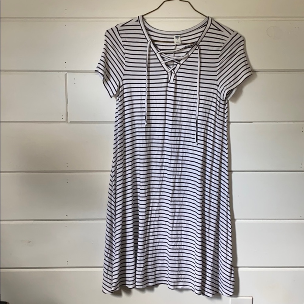 Black and White Striped Old Navy T Shirt Dress